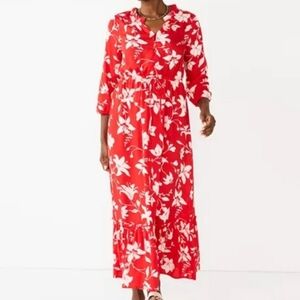 Floral Red Maxi Dress Size 0X